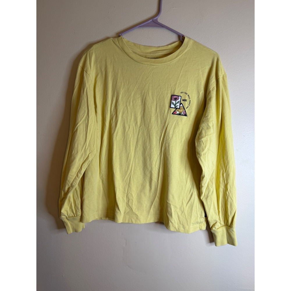 Vans Womens M Yellow Floral Long Sleeve Shirt Off The Wall Skate Y2K